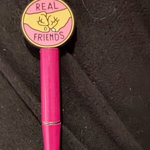 Pink and Yellow 'Real Friends' forever pencil